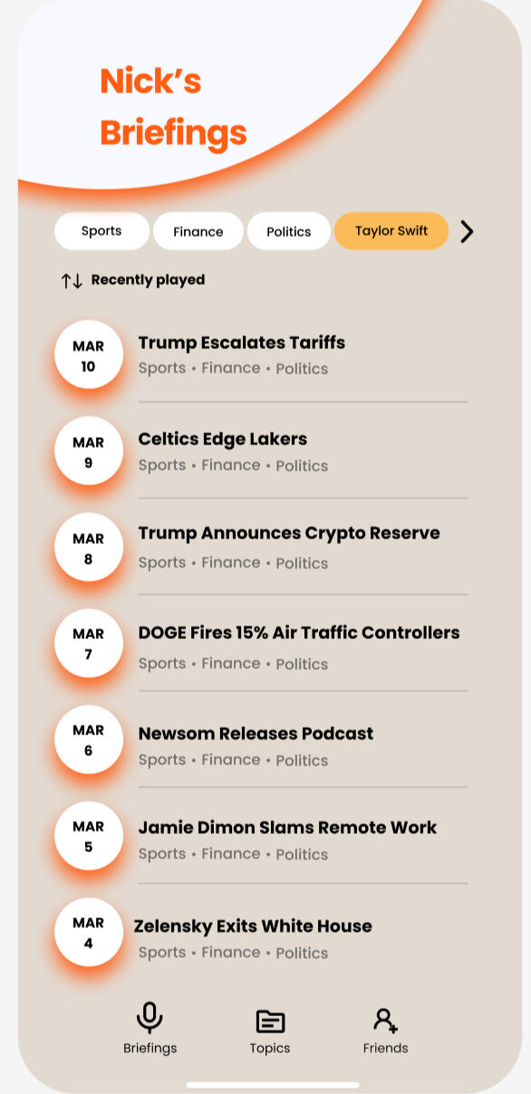 YOUR BRIEFINGS SCREEN